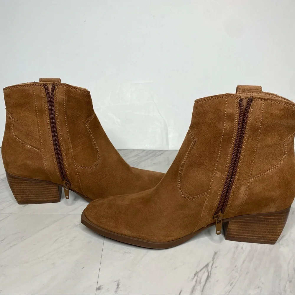 Seychelles Brown Suede Stacked Heel Bootie 6.5